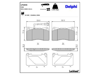 Juego de 4 pastillas de freno (Almohadilla de freno) DELPHI ref. LP2045