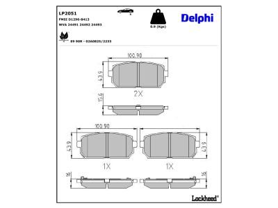 Jeu de 4 plaquettes de frein DELPHI ref. LP2051