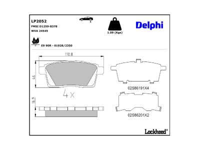 Juego de 4 pastillas de freno (Almohadilla de freno) DELPHI ref. LP2052