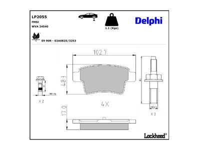 Jeu de 4 plaquettes de frein DELPHI ref. LP2055