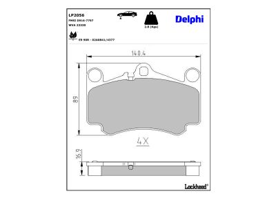 Juego de 4 pastillas de freno (Almohadilla de freno) DELPHI ref. LP2056