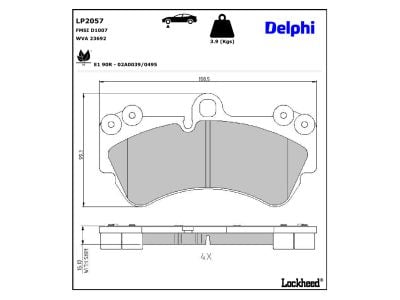 Juego de 4 pastillas de freno (Almohadilla de freno) DELPHI ref. LP2057