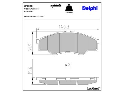 Juego de 4 pastillas de freno (Almohadilla de freno) DELPHI ref. LP2060
