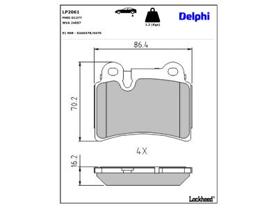 Jeu de 4 plaquettes de frein DELPHI ref. LP2061