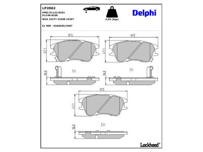 Juego de 4 pastillas de freno (Almohadilla de freno) DELPHI ref. LP2062