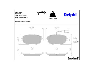 Juego de 4 pastillas de freno (Almohadilla de freno) DELPHI ref. LP2064