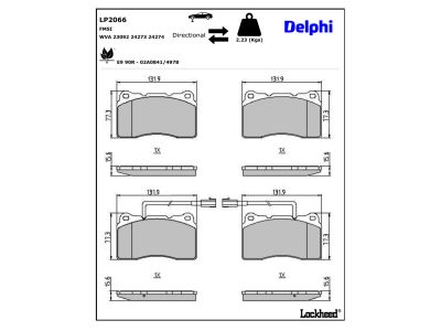 Juego de 4 pastillas de freno (Almohadilla de freno) DELPHI ref. LP2066
