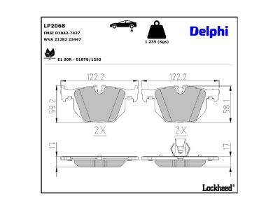 Juego de 4 pastillas de freno (Almohadilla de freno) DELPHI ref. LP2068