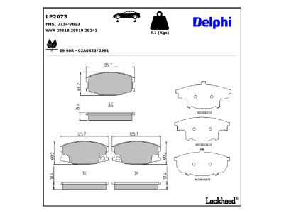 Jeu de 4 plaquettes de frein DELPHI ref. LP2073