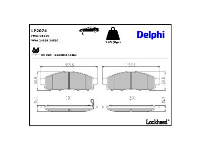 Juego de 4 pastillas de freno (Almohadilla de freno) DELPHI ref. LP2074