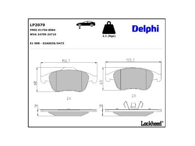Juego de 4 pastillas de freno (Almohadilla de freno) DELPHI ref. LP2079