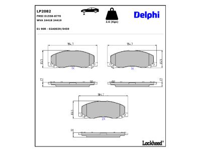 Juego de 4 pastillas de freno (Almohadilla de freno) DELPHI ref. LP2082