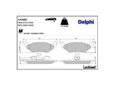 Jeu de 4 plaquettes de frein DELPHI ref. LP2085