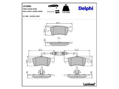 Jeu de 4 plaquettes de frein DELPHI ref. LP2086