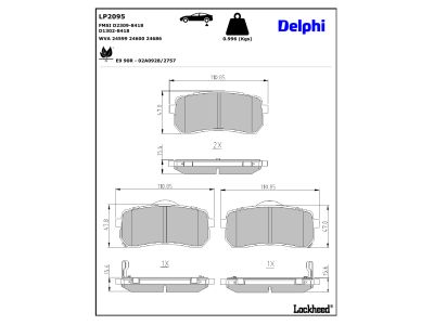 Juego de 4 pastillas de freno (Almohadilla de freno) DELPHI ref. LP2095