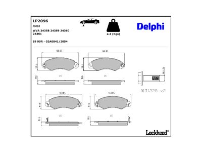 Juego de 4 pastillas de freno (Almohadilla de freno) DELPHI ref. LP2096