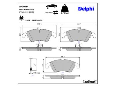 Jeu de 4 plaquettes de frein DELPHI ref. LP2099