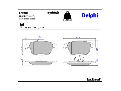 Juego de 4 pastillas de freno (Almohadilla de freno) DELPHI ref. LP2100