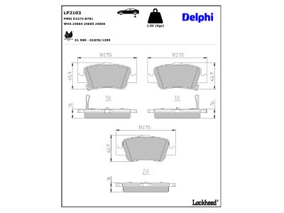 Jeu de 4 plaquettes de frein DELPHI LP2103