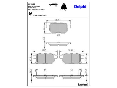 Jeu de 4 plaquettes de frein DELPHI ref. LP2105