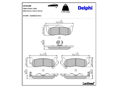 Juego de 4 pastillas de freno (Almohadilla de freno) DELPHI ref. LP2109