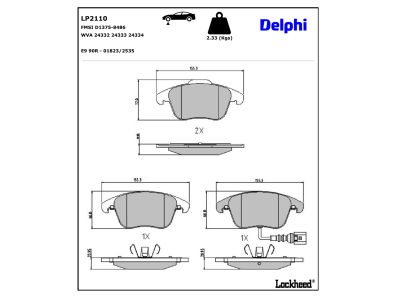Jeu de 4 plaquettes de frein DELPHI ref. LP2110