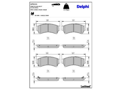 Juego de 4 pastillas de freno (Almohadilla de freno) DELPHI ref. LP2111