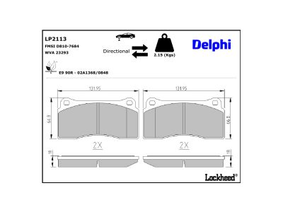 Jogo de 4 pastilhas de travão DELPHI LP2113