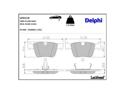 Jeu de 4 plaquettes de frein DELPHI LP2115