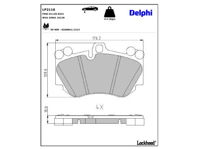 Juego de 4 pastillas de freno (Almohadilla de freno) DELPHI ref. LP2116