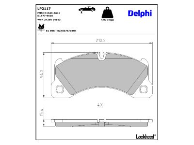 Juego de 4 pastillas de freno (Almohadilla de freno) DELPHI ref. LP2117
