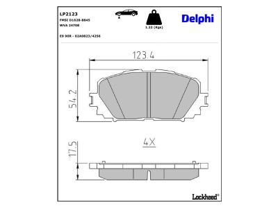 Juego de 4 pastillas de freno (Almohadilla de freno) DELPHI ref. LP2123