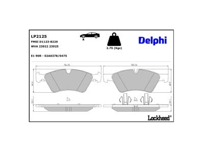 Juego de 4 pastillas de freno (Almohadilla de freno) DELPHI ref. LP2125