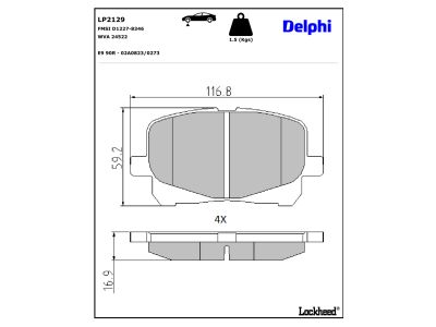 Juego de 4 pastillas de freno (Almohadilla de freno) DELPHI ref. LP2129