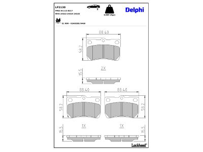Juego de 4 pastillas de freno (Almohadilla de freno) DELPHI ref. LP2130