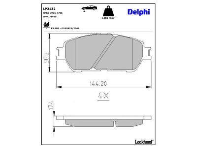 Juego de 4 pastillas de freno (Almohadilla de freno) DELPHI ref. LP2132