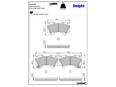 Juego de 4 pastillas de freno (Almohadilla de freno) DELPHI ref. LP2134