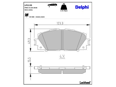 Juego de 4 pastillas de freno (Almohadilla de freno) DELPHI ref. LP2135