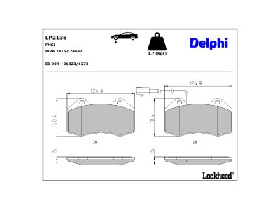 Jeu de 4 plaquettes de frein DELPHI ref. LP2136