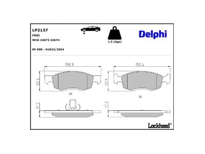Juego de 4 pastillas de freno (Almohadilla de freno) DELPHI ref. LP2137