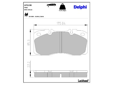 Juego de 4 pastillas de freno (Almohadilla de freno) DELPHI ref. LP2138