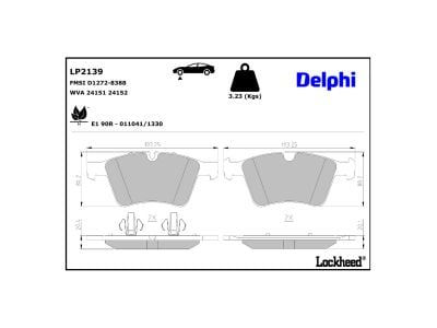 Jogo de 4 pastilhas de travão DELPHI LP2139