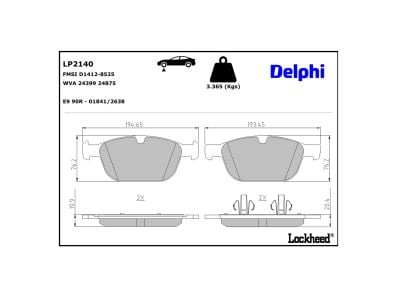 Juego de 4 pastillas de freno (Almohadilla de freno) DELPHI ref. LP2140