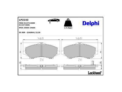 Jeu de 4 plaquettes de frein DELPHI LP2143