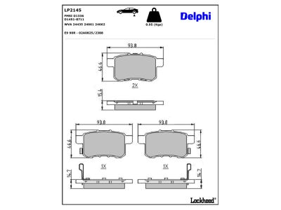 Jeu de 4 plaquettes de frein DELPHI ref. LP2145