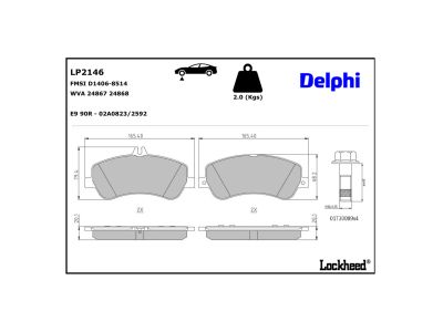 Juego de 4 pastillas de freno (Almohadilla de freno) DELPHI ref. LP2146