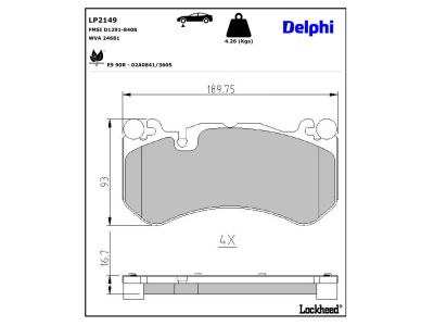 Jeu de 4 plaquettes de frein DELPHI LP2149