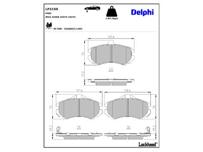 Juego de 4 pastillas de freno (Almohadilla de freno) DELPHI ref. LP2150