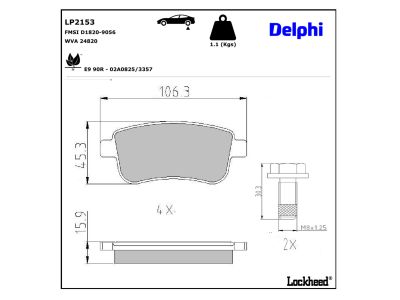 Juego de 4 pastillas de freno (Almohadilla de freno) DELPHI ref. LP2153