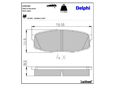 Jeu de 4 plaquettes de frein DELPHI ref. LP2154
